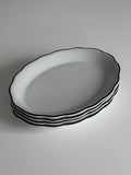 Minimalist White Ceramic Plates with Black Rim - Poland (set of 4)
