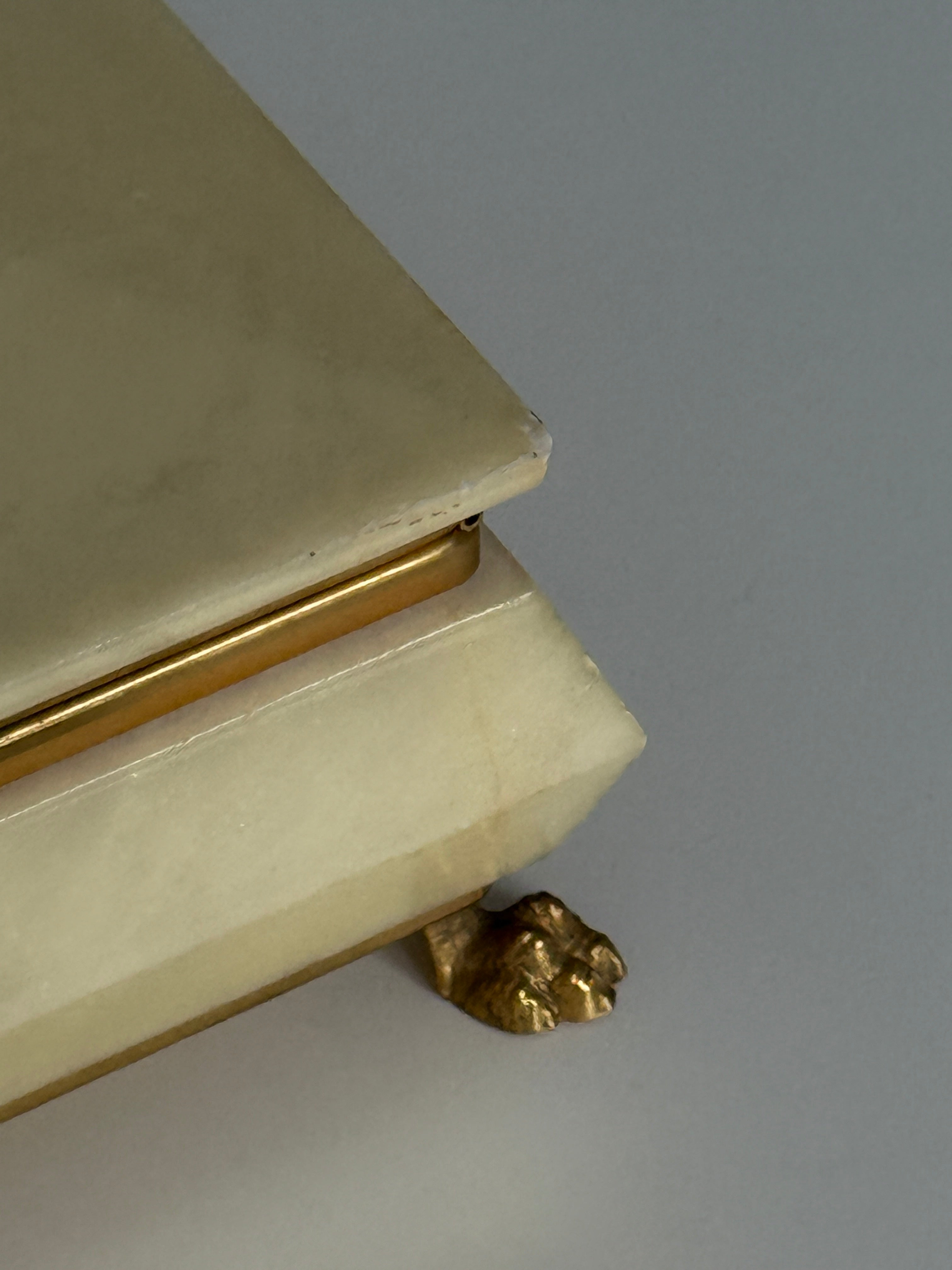 Italian Alabaster Footed Jewelry Box 1960s