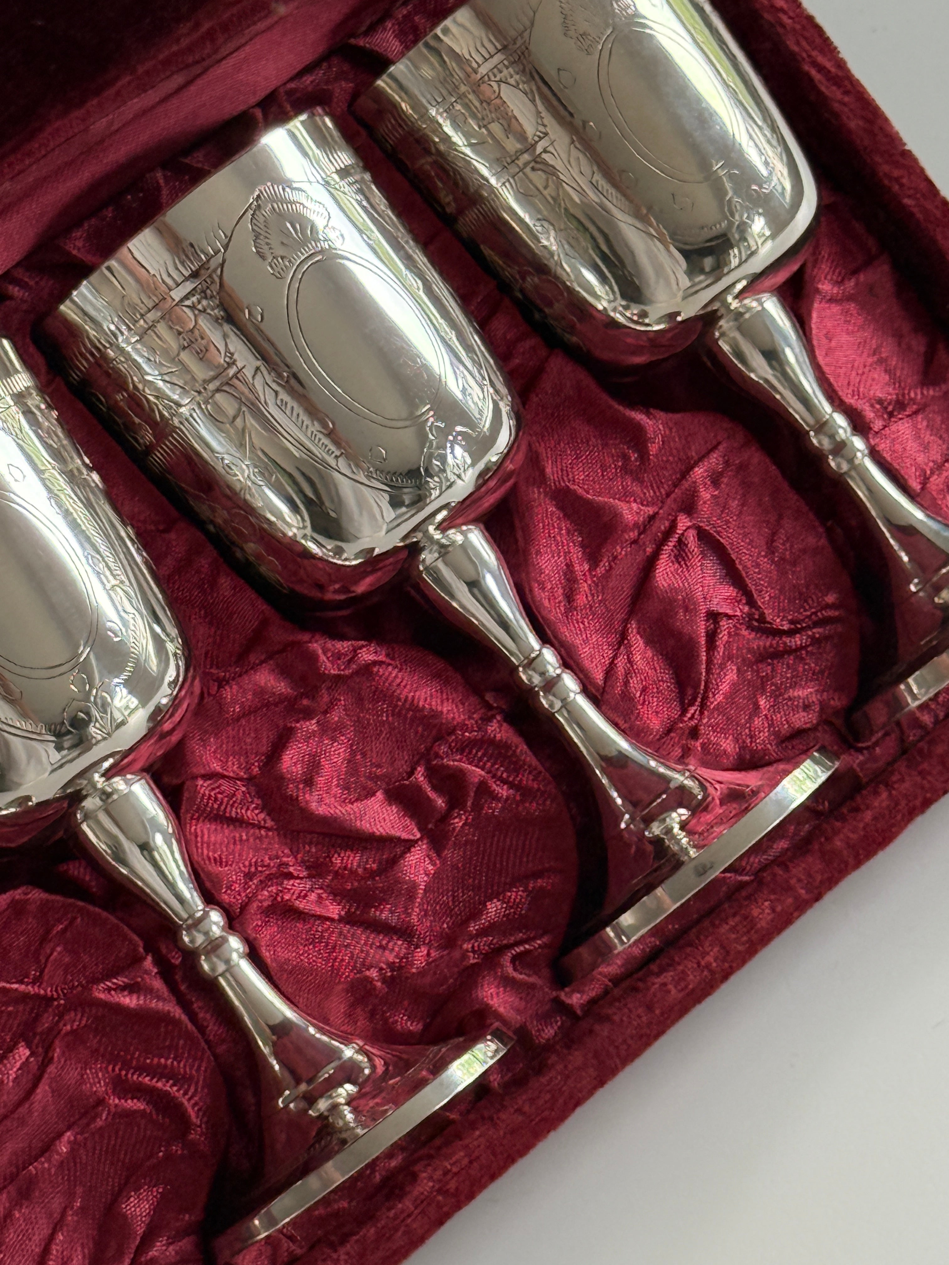 Silver Plated Engraved Goblet (set of 4)