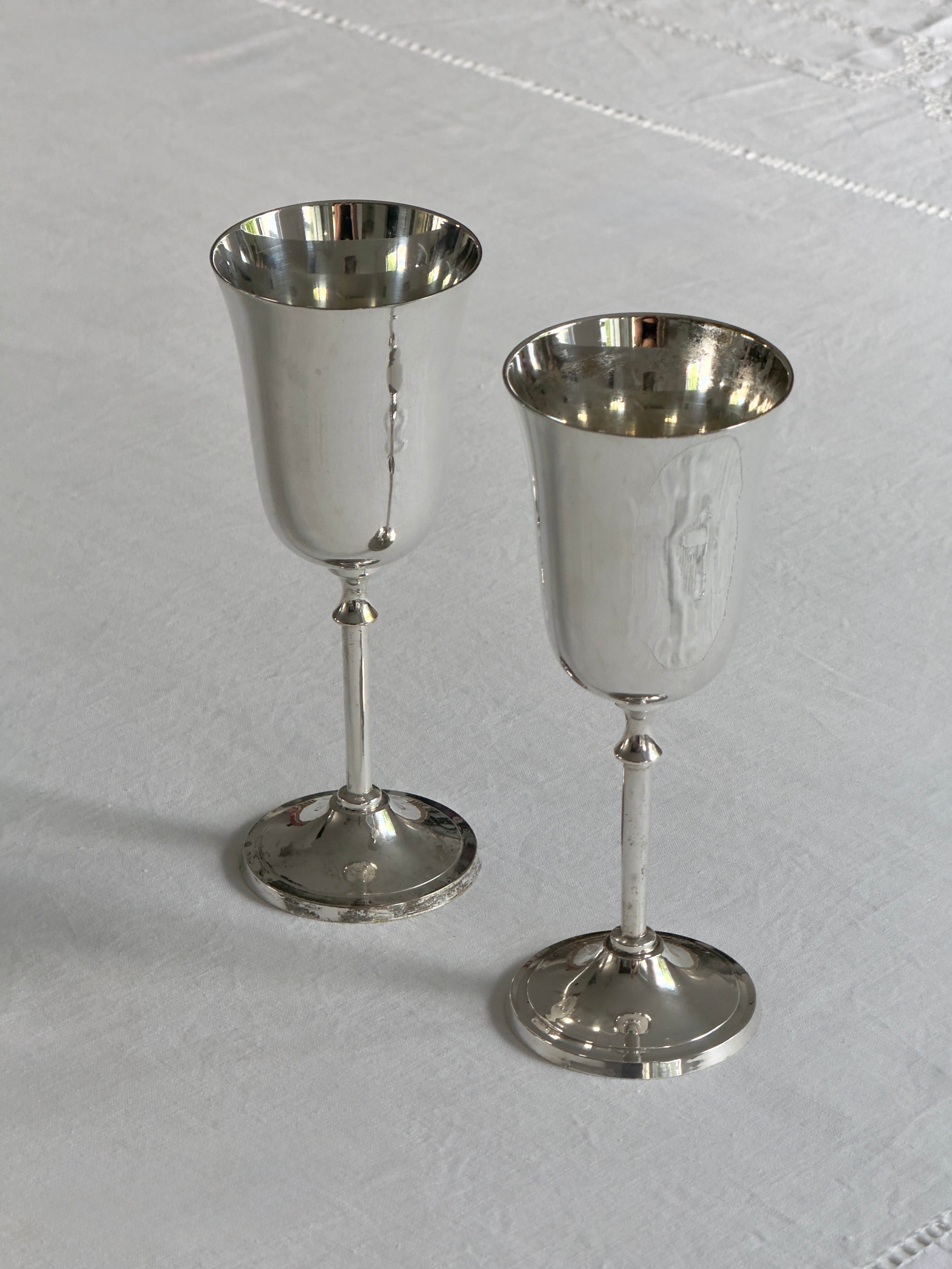 Set of 2 Silver Plated Flared Goblets