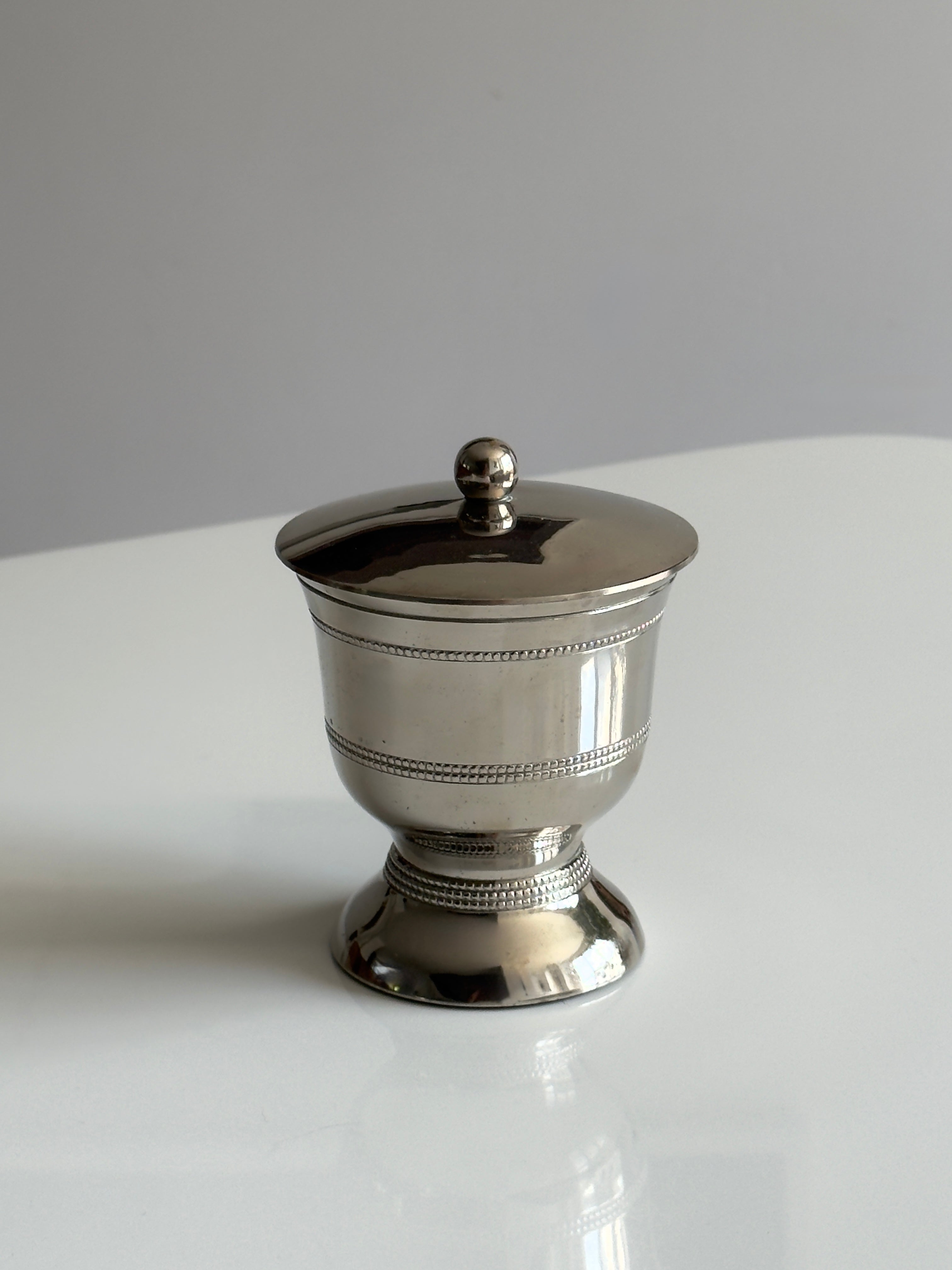 Beaded Silver Plate Lidded Canister