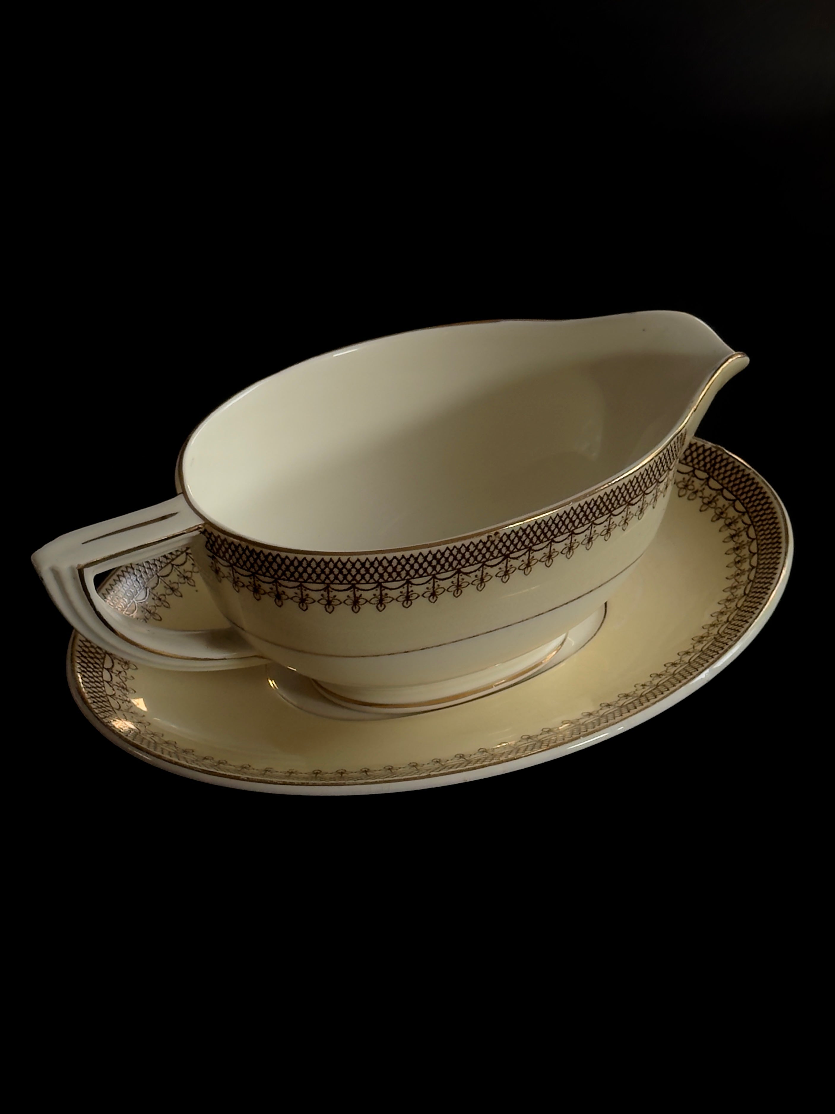 Art Deco Wedgwood & Co. English Gravy Boat & Underplate