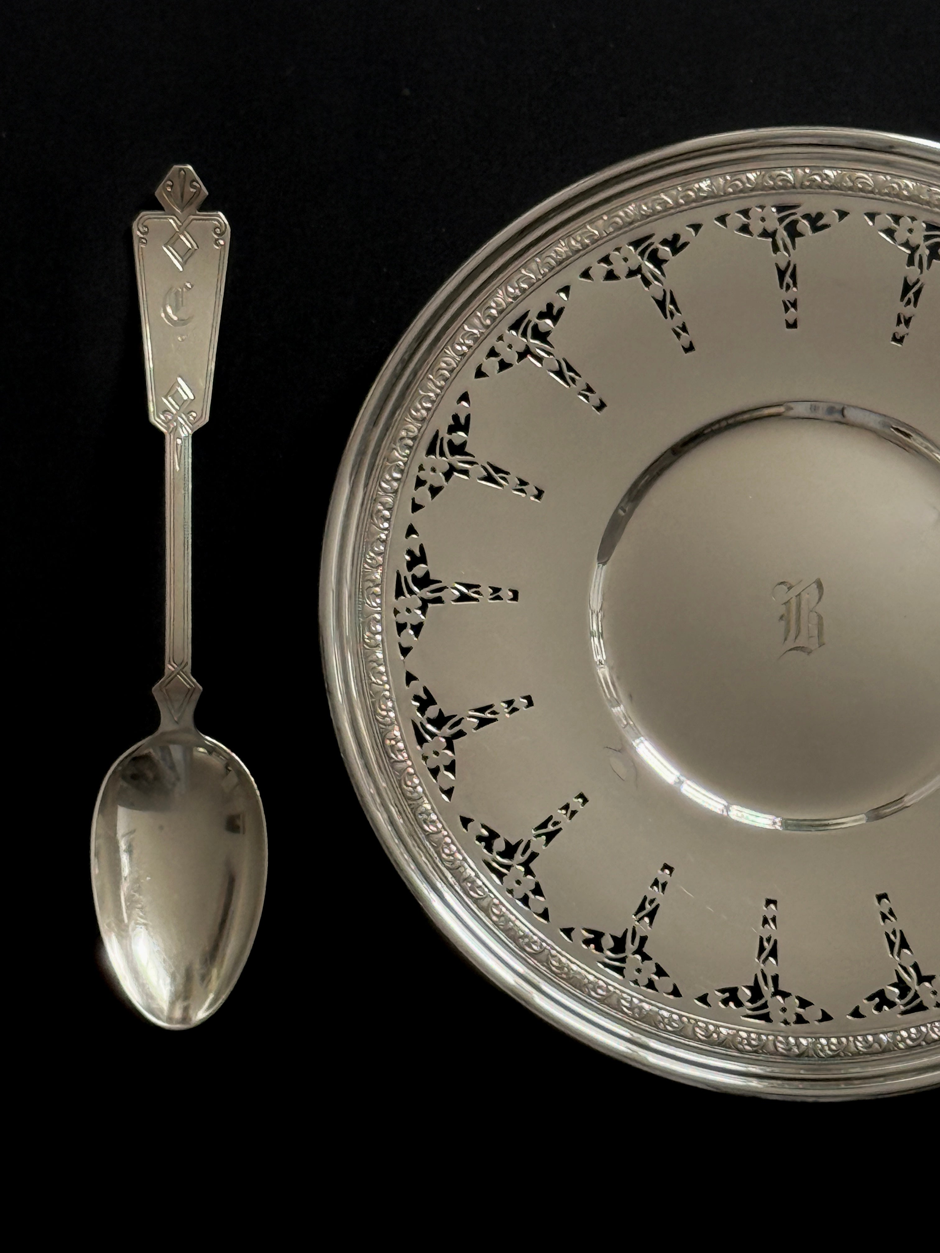 BIRKS Silver Plated Monogram Decorated Plate