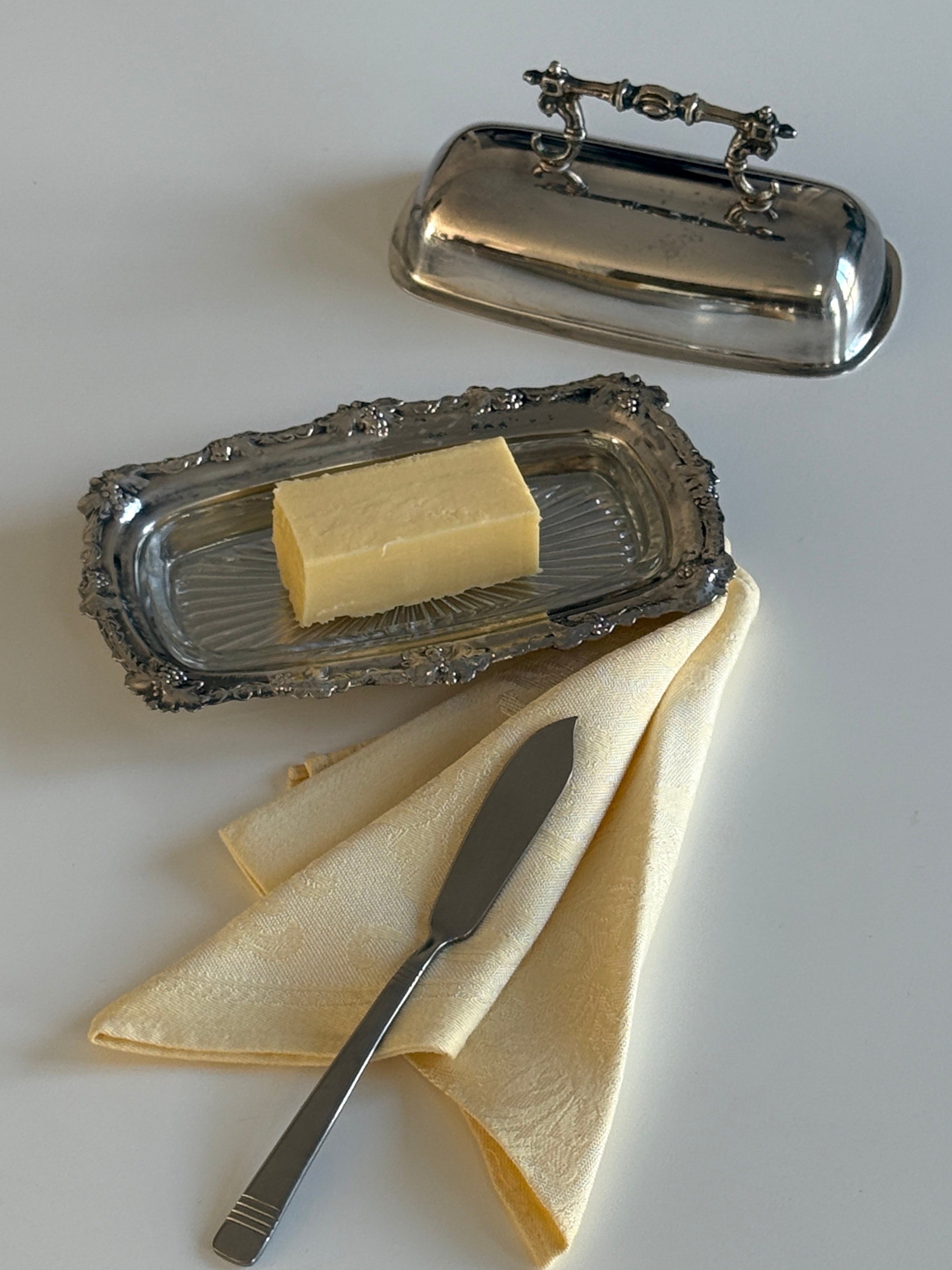 Ornate Silver Plate Butter Dish - Made in England