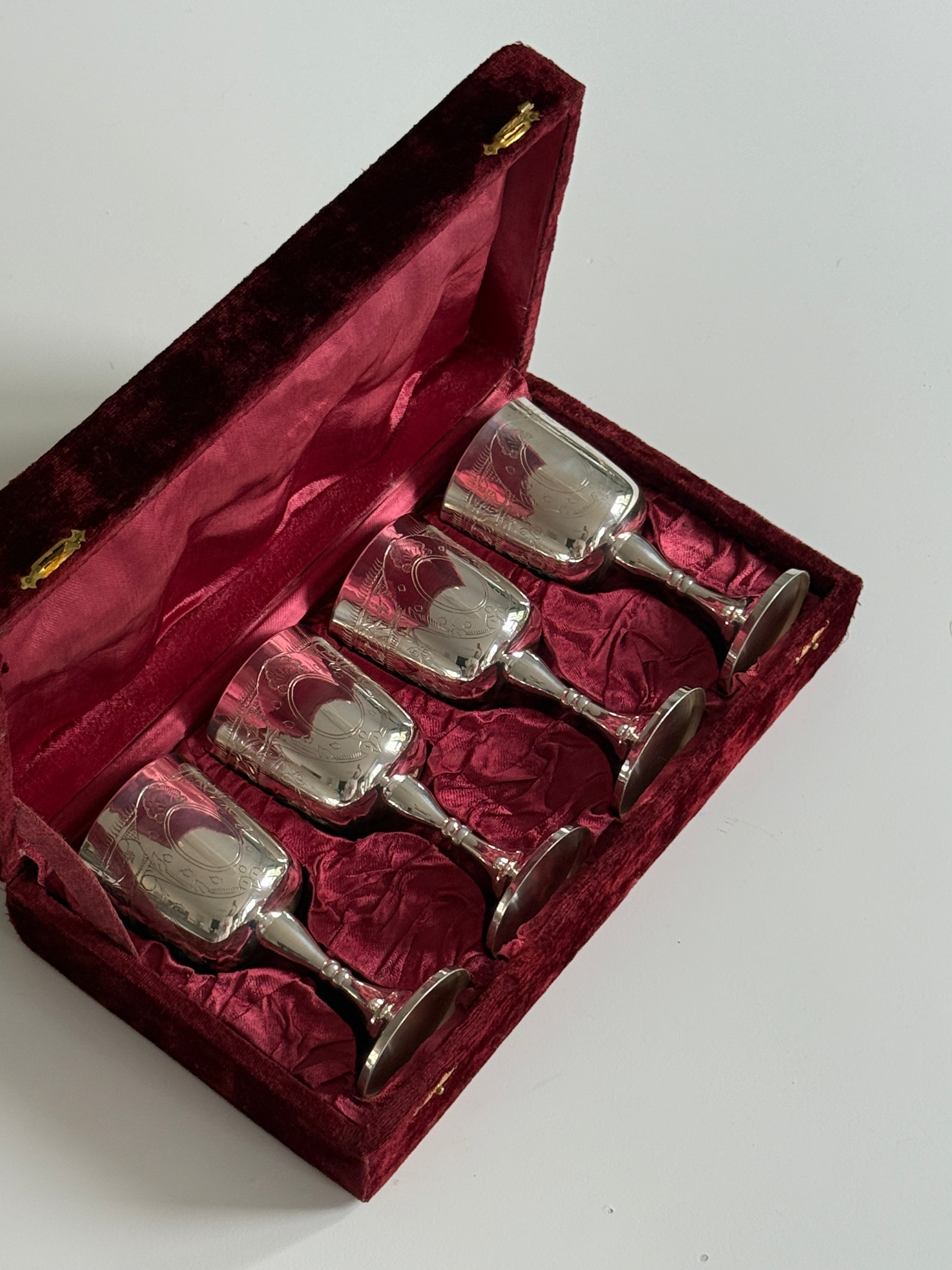 Silver Plated Engraved Goblet (set of 4)