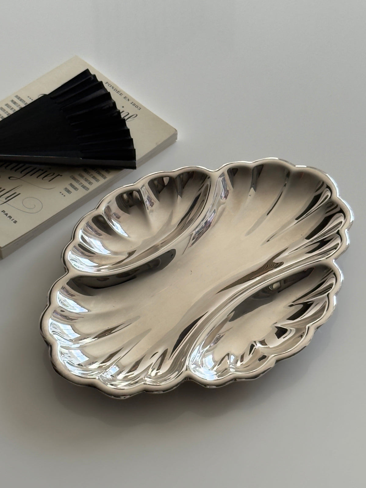 BIRKS Scalloped Silver Plate Divided Serving Dish