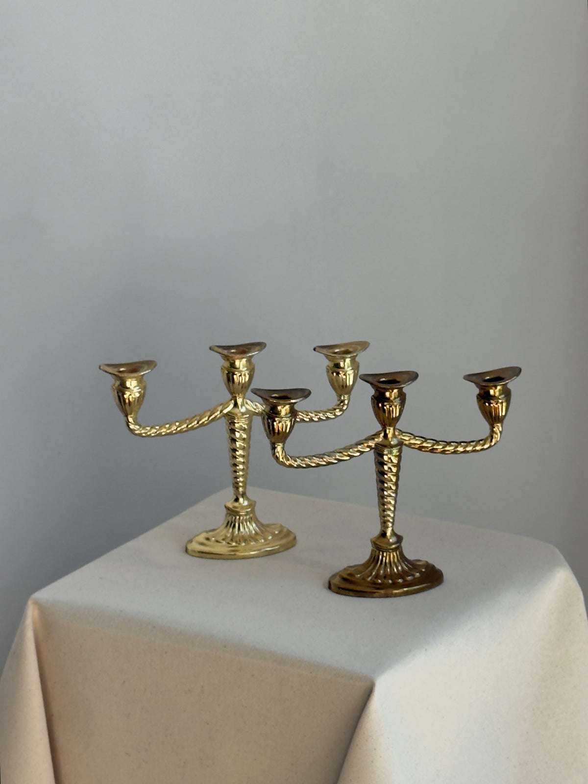 Pair of Brass 3-Light Candelabra — England