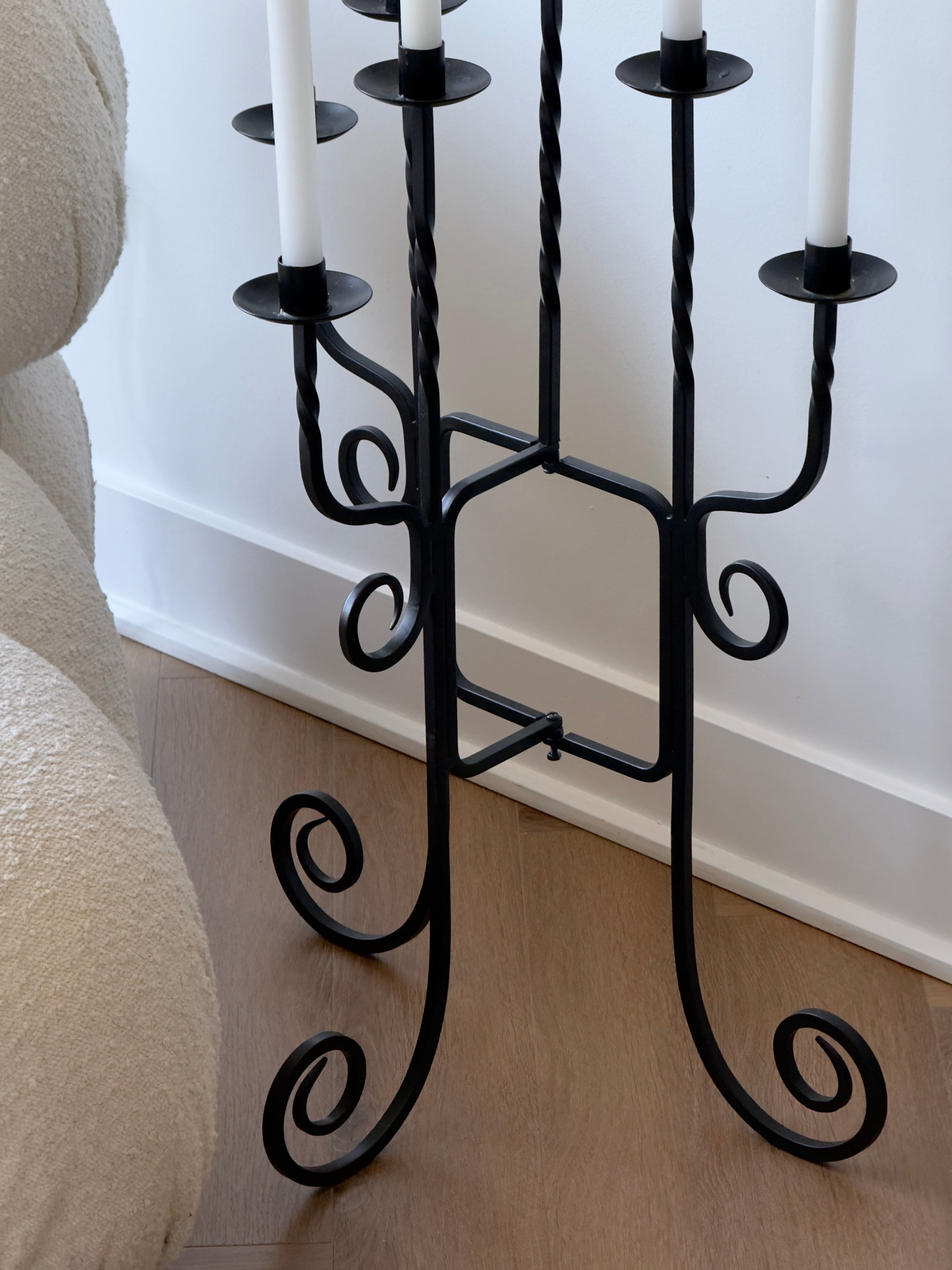 Vintage Wrought Iron Floor Candelabra