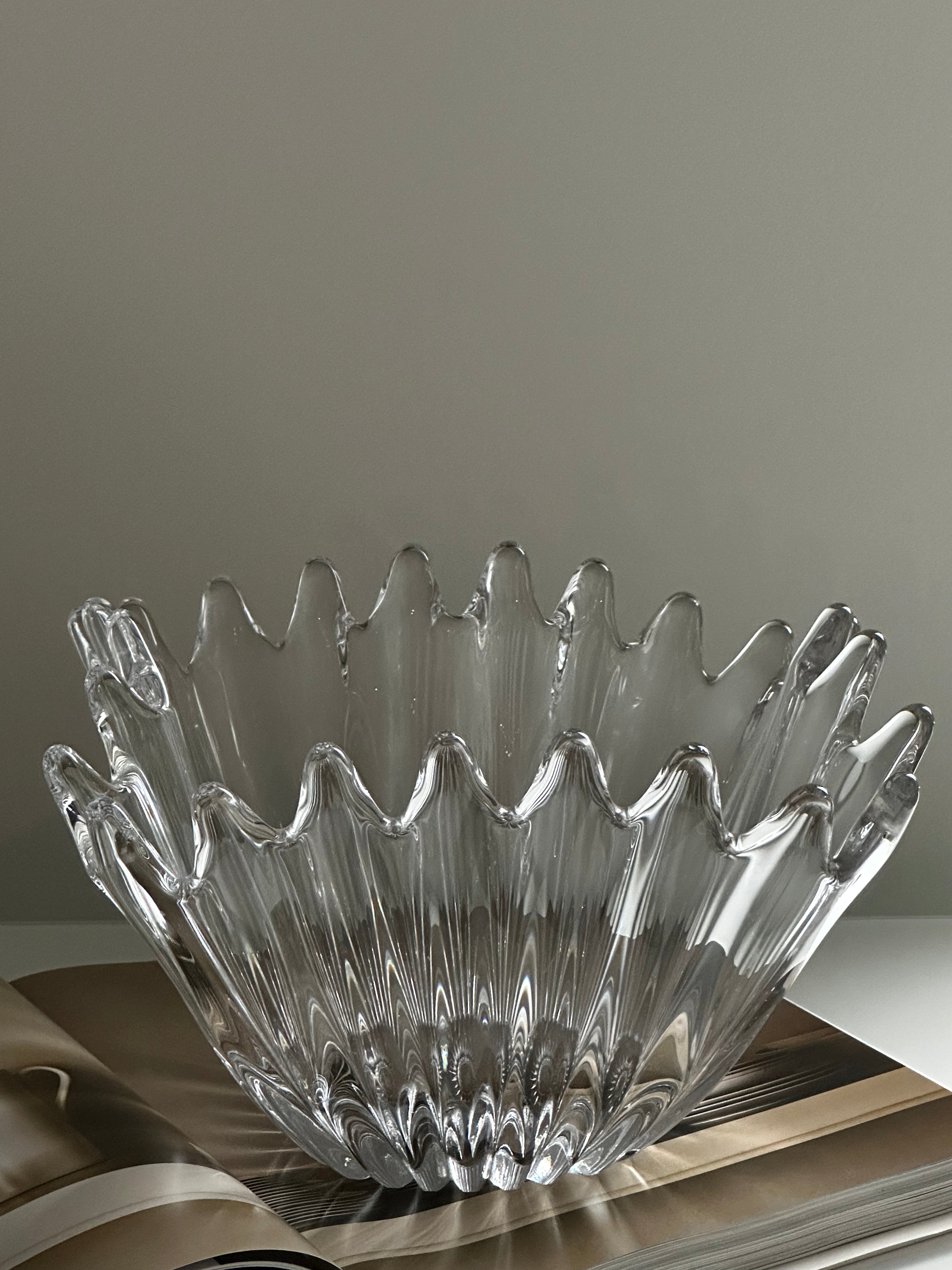 Vintage Cofrac France Art Verrier Crystal Centerpiece Bowl