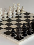 Mid Century Black and White Marble Chess Set