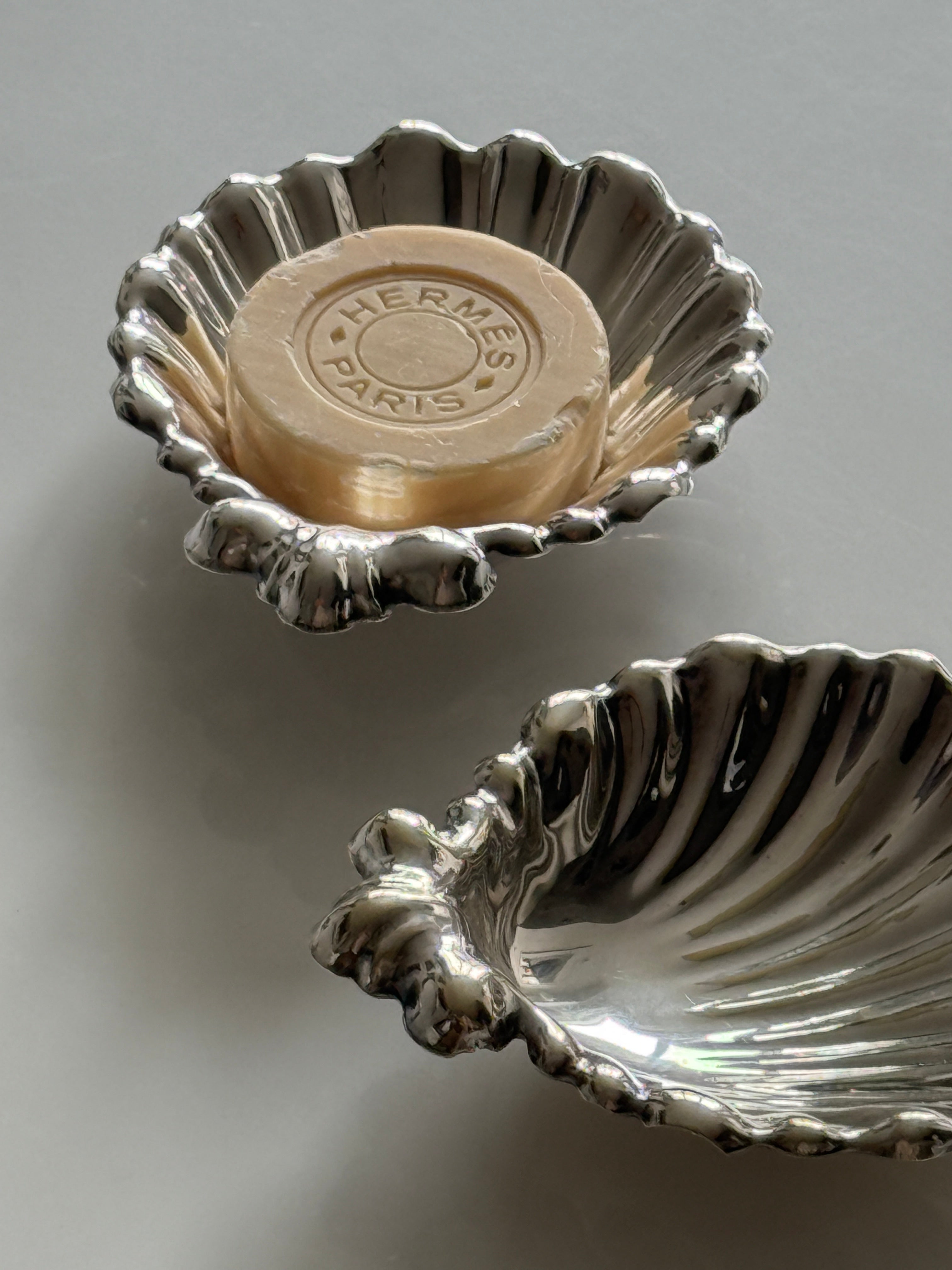 Set of 2 Silver Plated Shell Dish - England