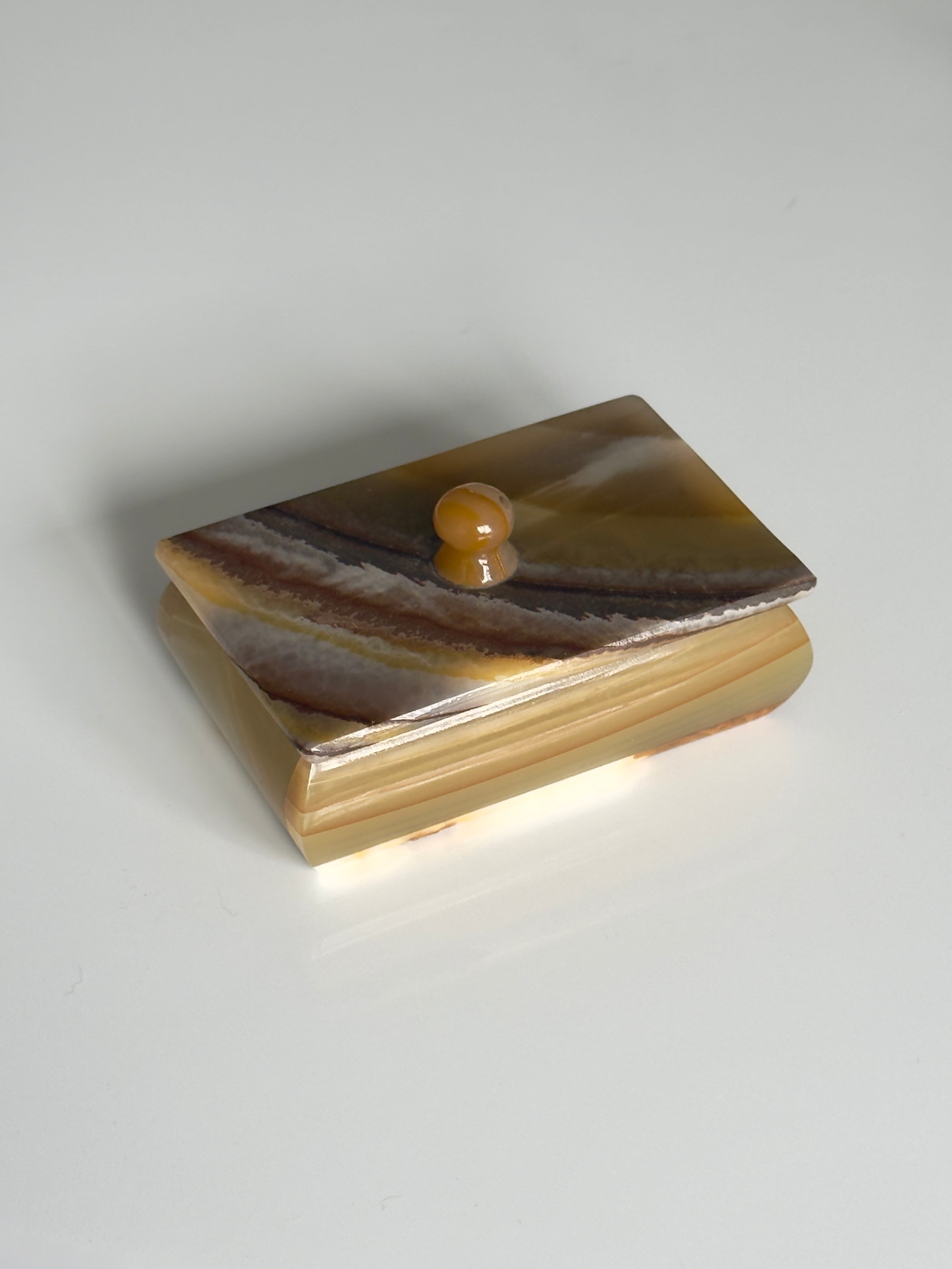 Mid Century Onyx Marble Lidded Trinket Box