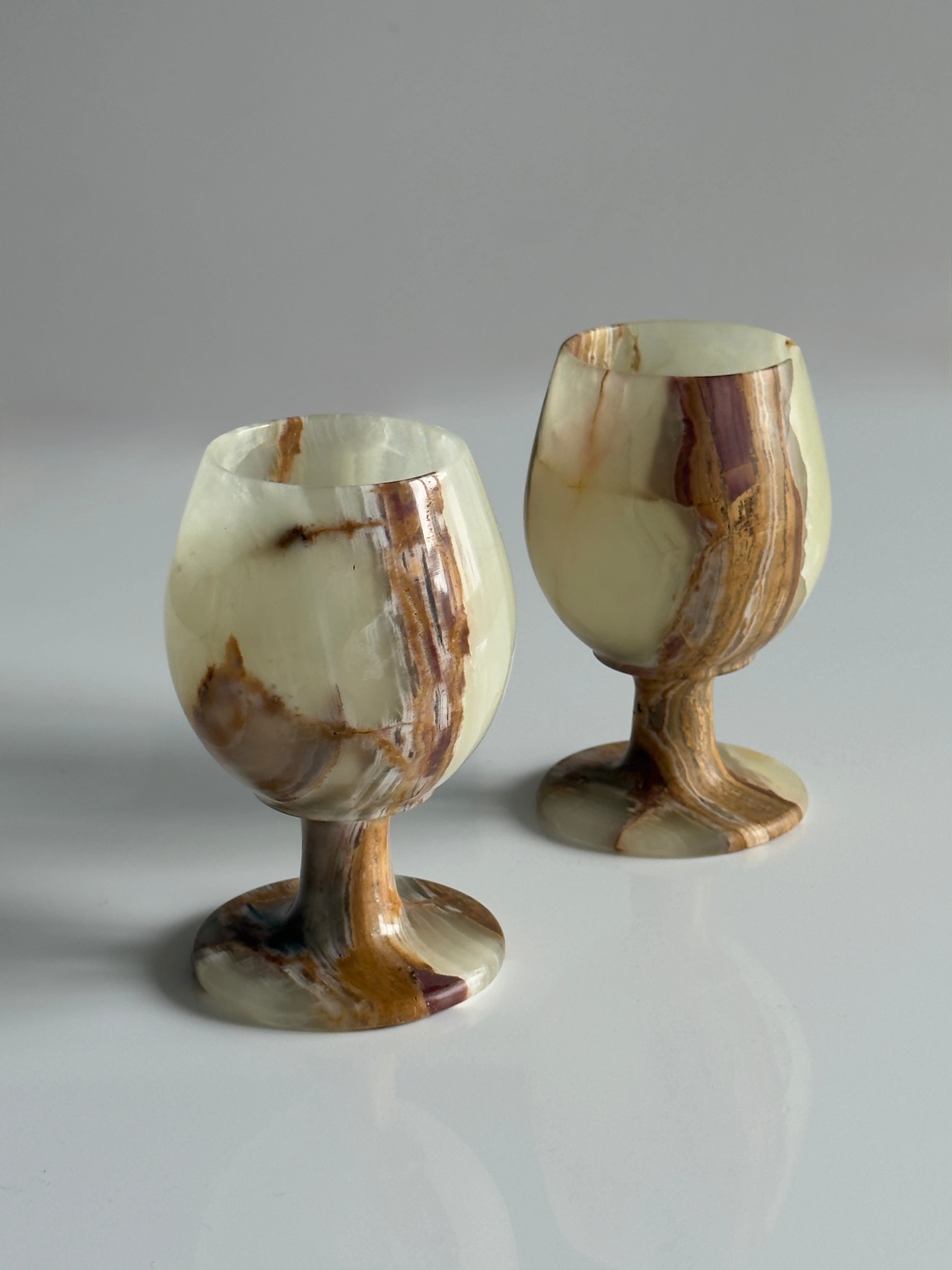 Cream Onyx Marble Goblets – Set of 2