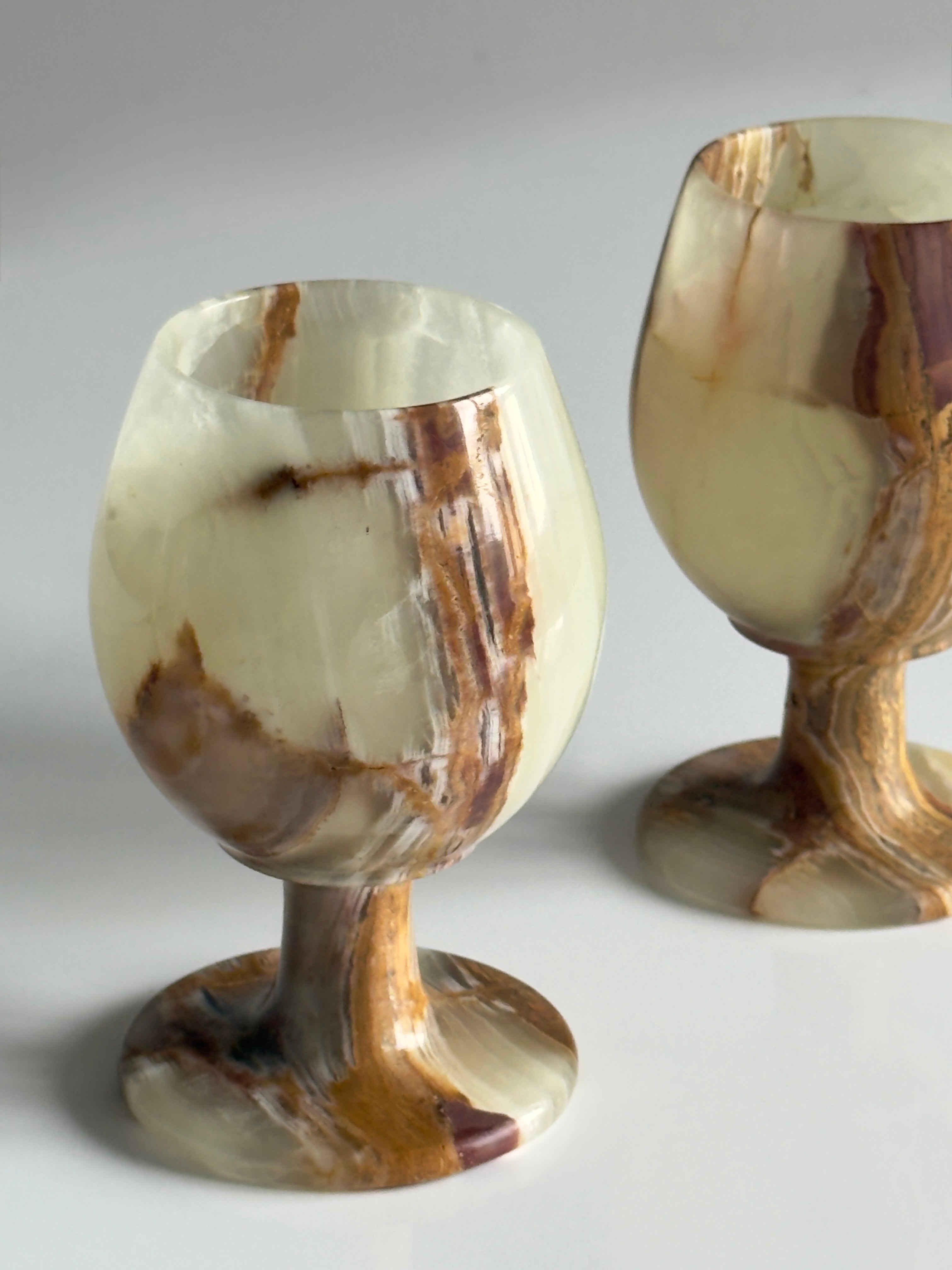 Cream Onyx Marble Goblets – Set of 2
