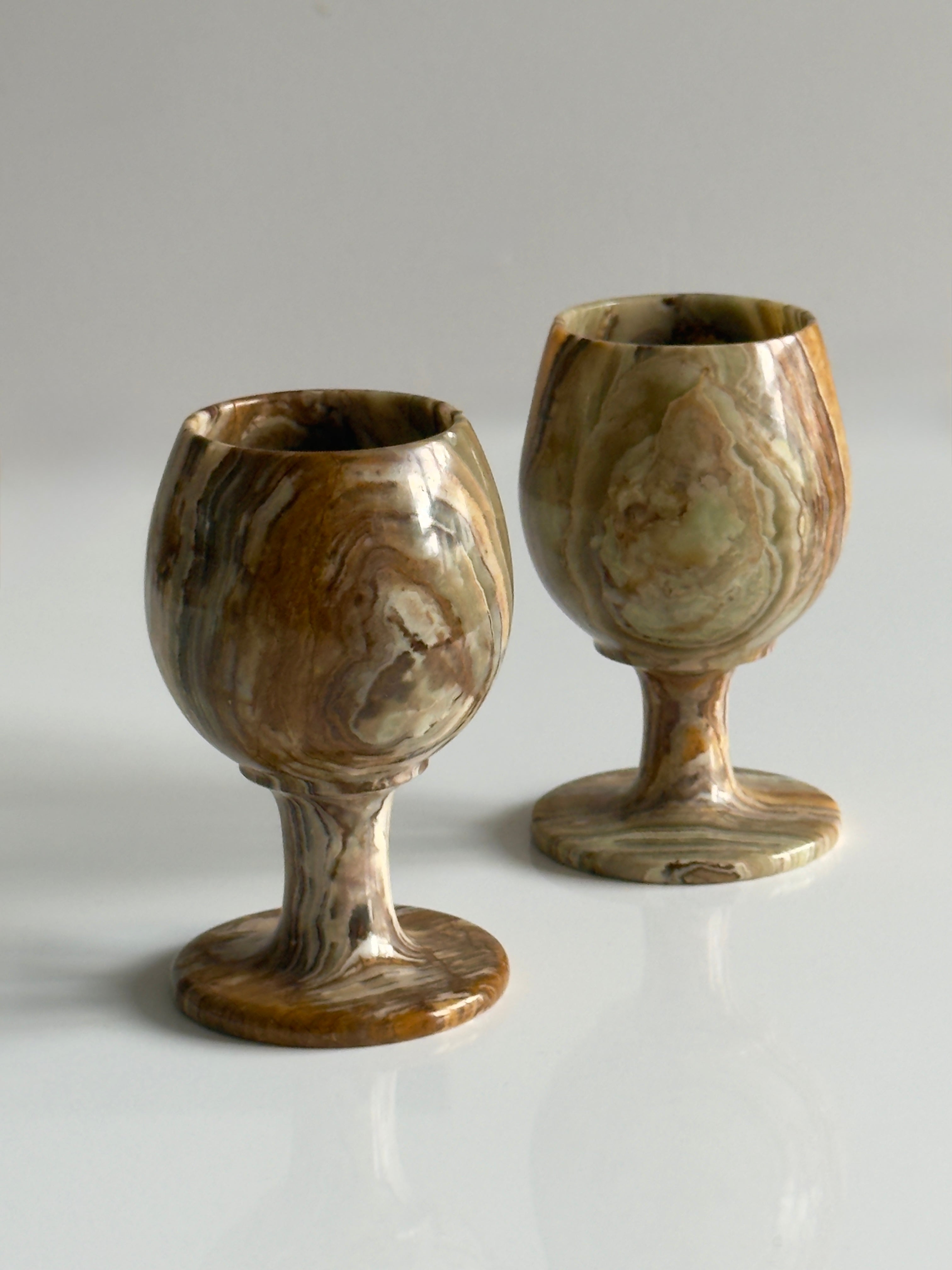 Brown Onyx Marble Goblets – Set of 2
