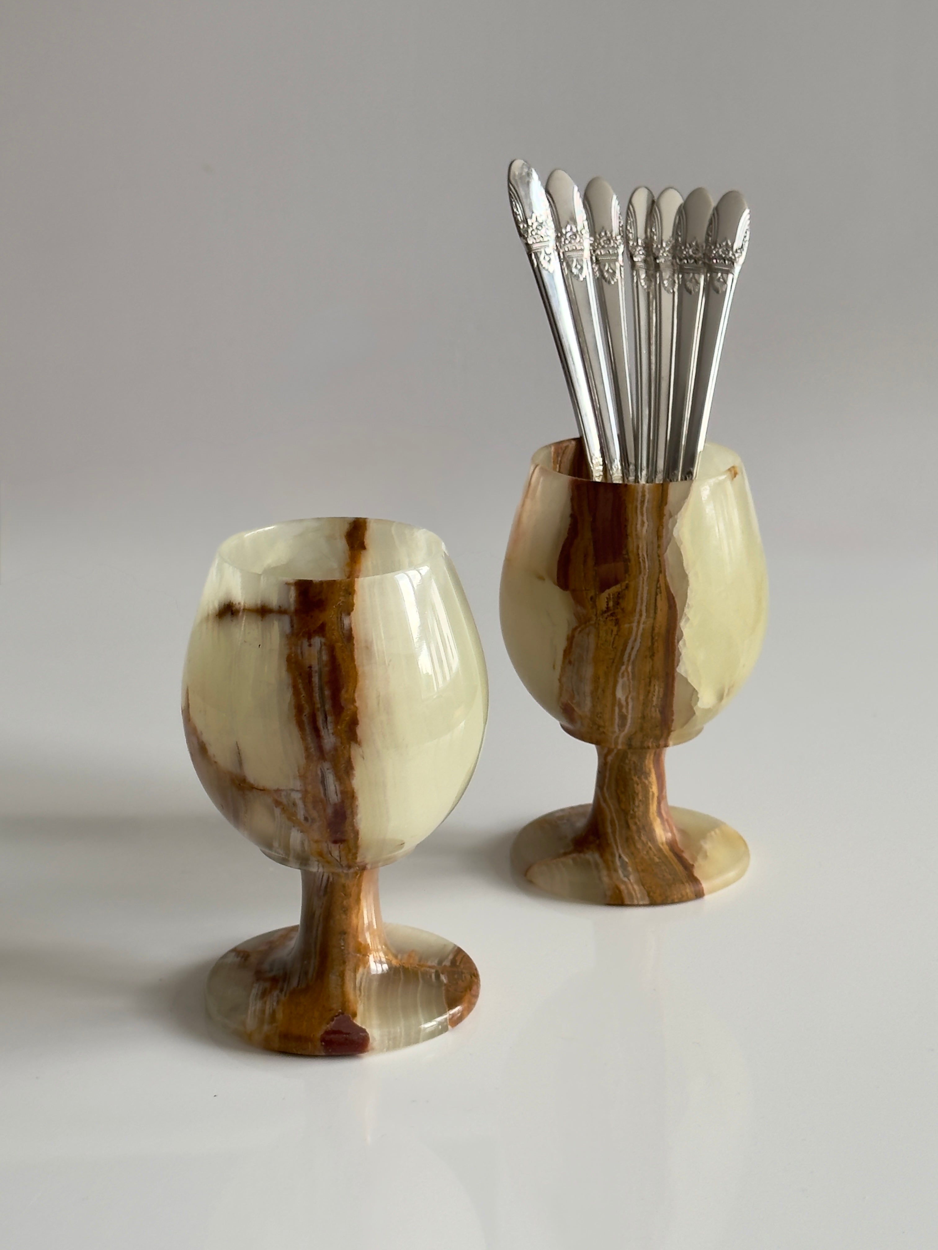 Cream Onyx Marble Goblets – Set of 2
