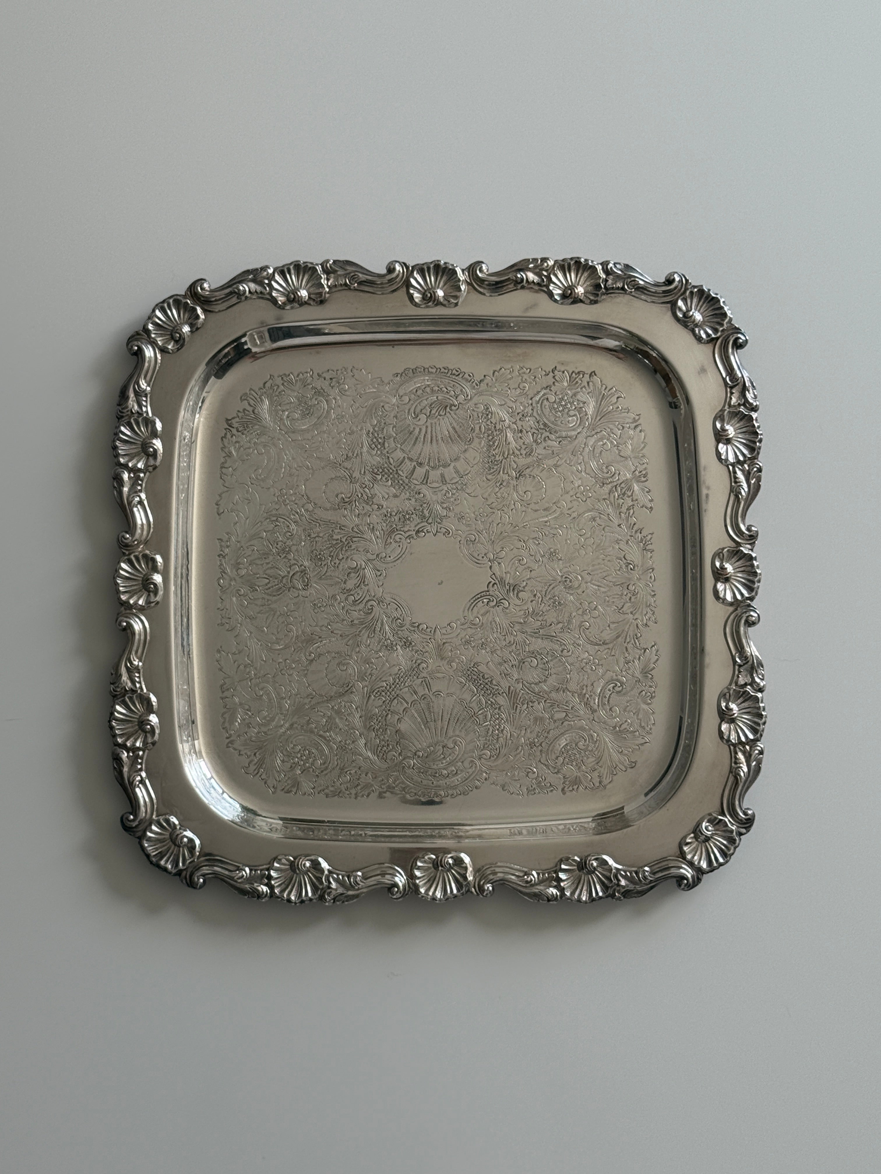 Ornate Silver Plated Square Tray