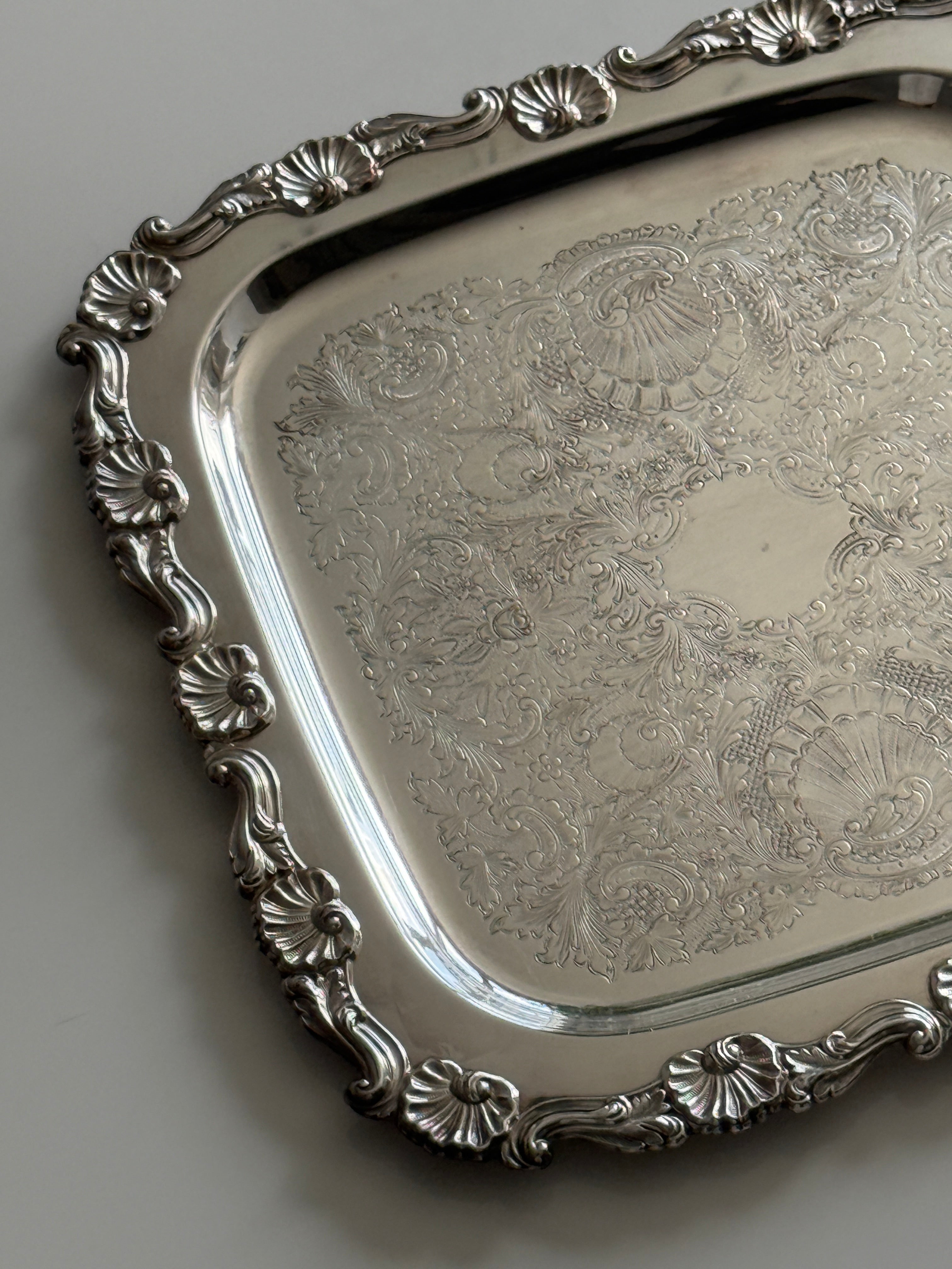 Ornate Silver Plated Square Tray