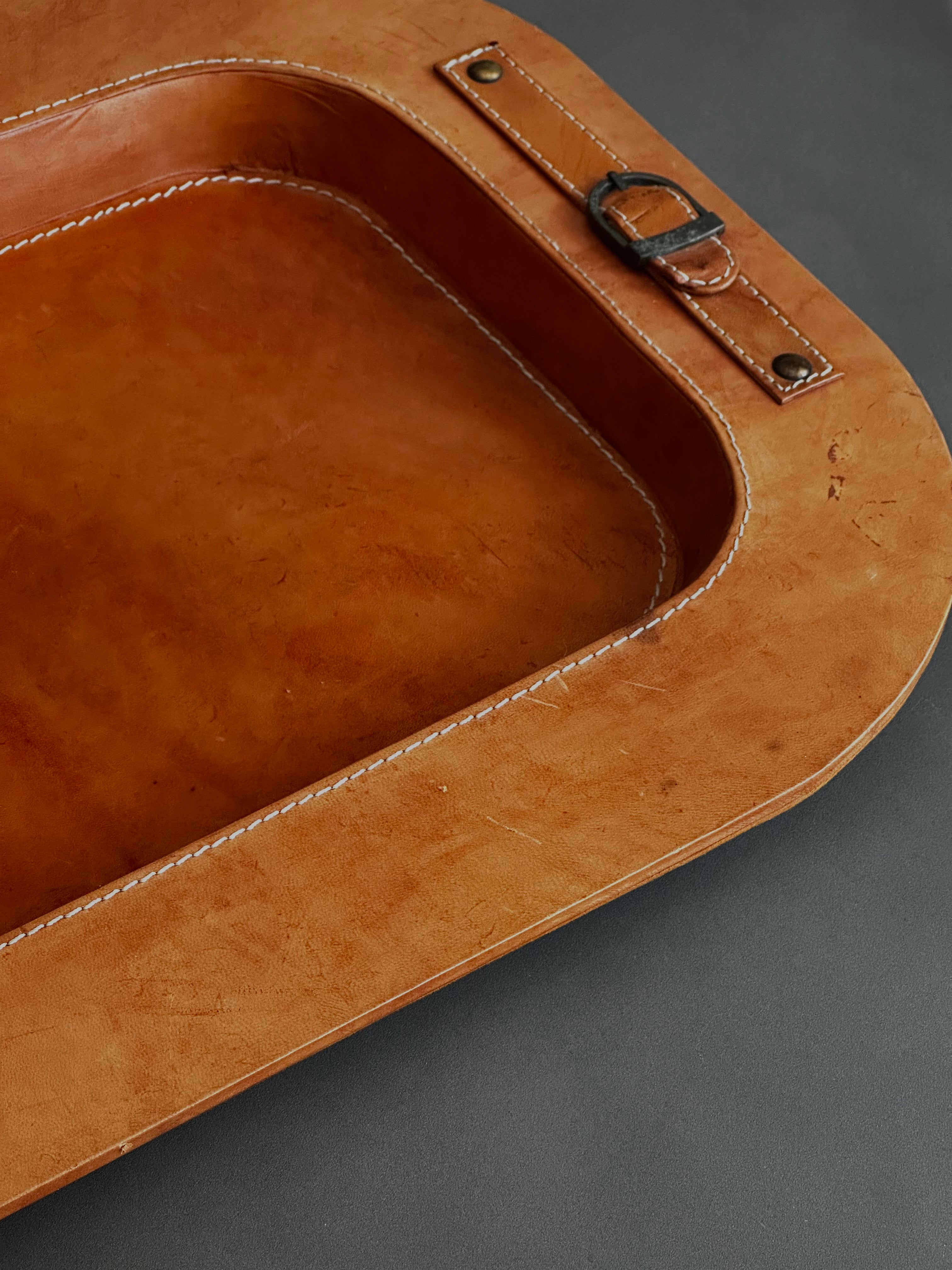 Vintage Stitched Leather Tray